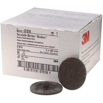 Scotch-Brite™ 07516 SC-DR Series No-Hole Surface Conditioning Disc, 2 in, Super Fine Grade, Silicon Carbide, Gray