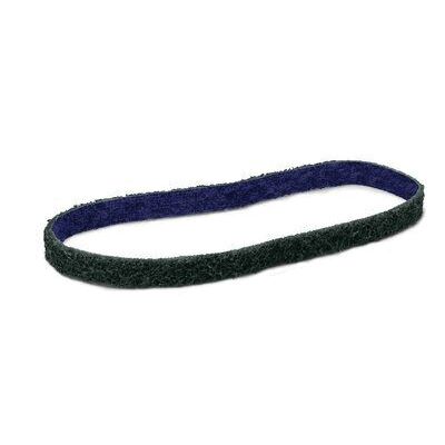 Scotch-Brite™ 64467 DF-BL Series Non-Woven Durable Flex Belt, 1/2 in W x 18 in L, Fine Grade, Green