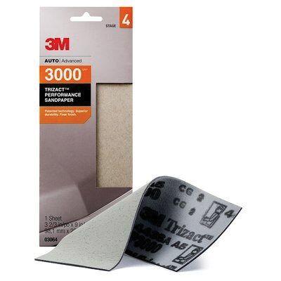 Trizact™ 03064 Sandpaper, 3-2/3 in W x 9 in L, 3000 Grit, Very Fine Grade, Aluminum Oxide Abrasive, Gray, Wet/Dry