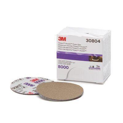 Trizact™ 30804 443SA Series Abrasive Disc, 3 in Dia, P8000 Grit, Hook and Loop, Gray