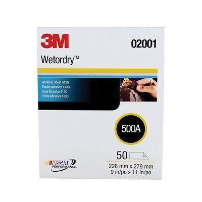 Wetordry™ Tri-M-Ite™ 02001 413Q Series Abrasive Sheet, 9 in W x 11 in L, 500 Grit, Fine Grade, Black