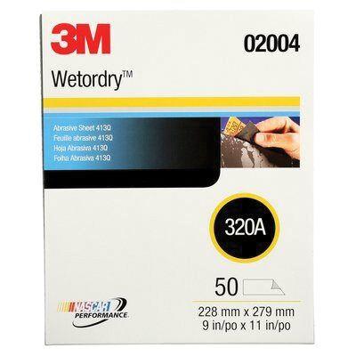 Wetordry™ Tri-M-Ite™ 02004 413Q Series Abrasive Sheet, 9 in W x 11 in L, 320 Grit, Medium Grade, Black