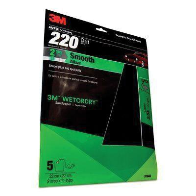Wetordry™ 32043 Sandpaper, 9 in W x 11 in L, 220 Grit, Aluminum Oxide Abrasive, Black, Wet/Dry